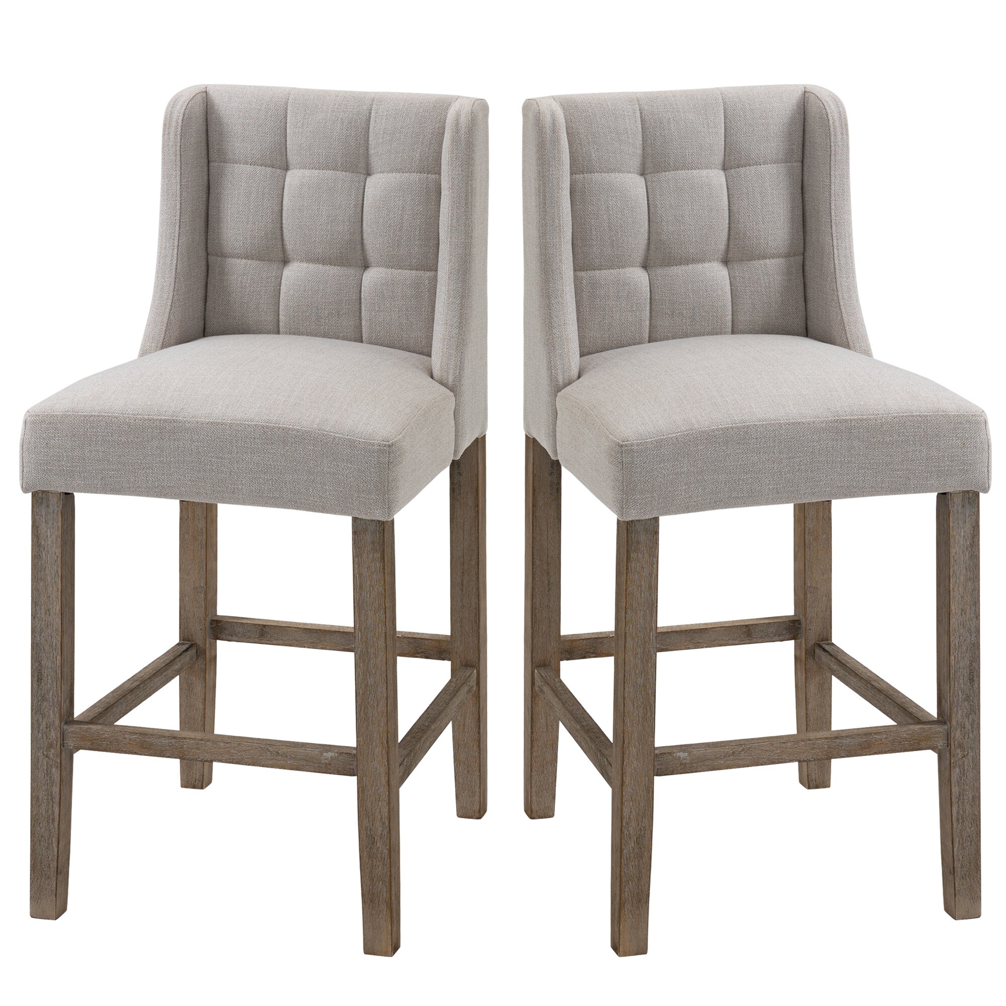 HOMCOM Barhocker 2-er Set, Gebogene Federn Beige 47 x 50 x 101 cm (BxTxH)