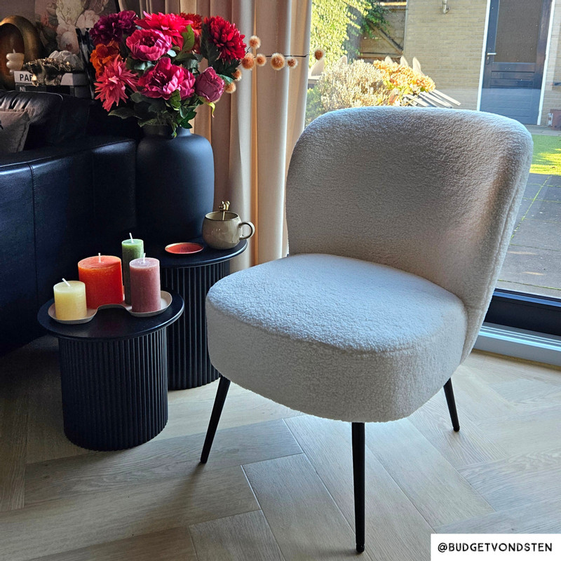 Fauteuil teddy - wit - 77x69x60 cm