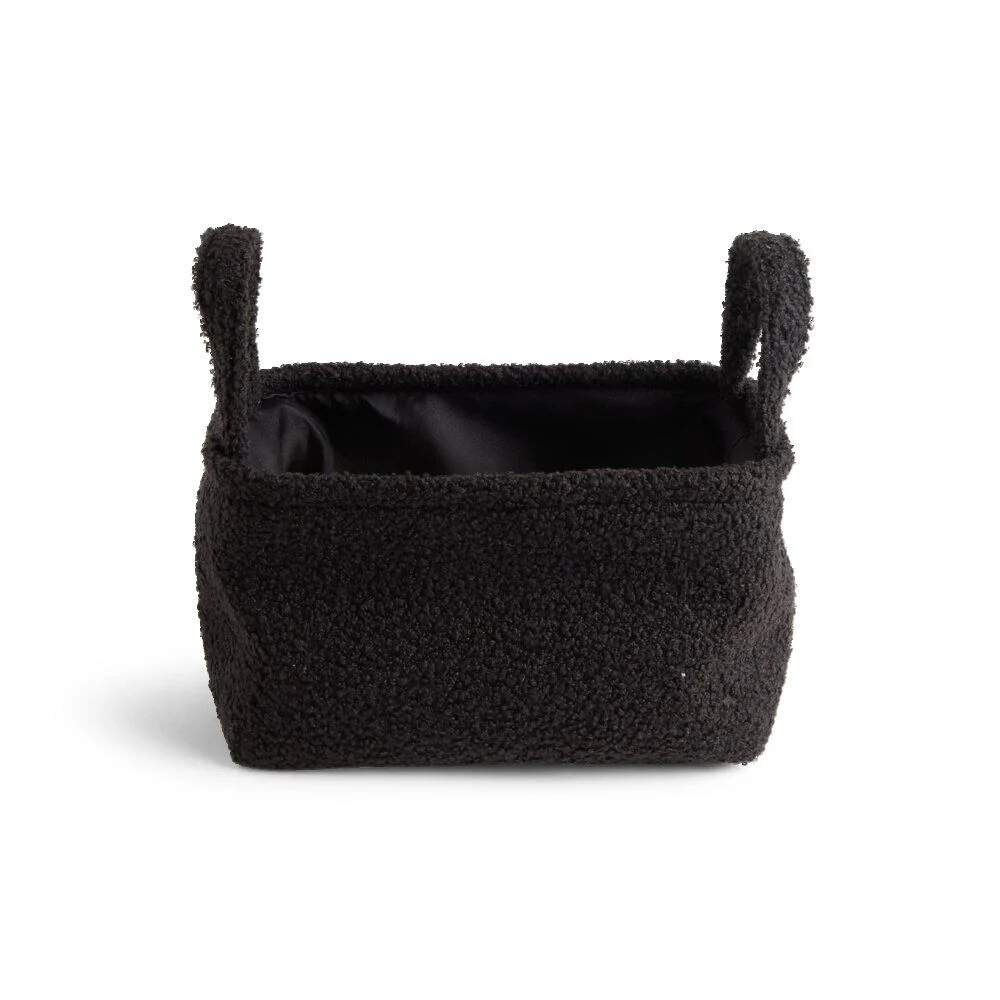 Panière laine bouclée noire 28x18xH15cm