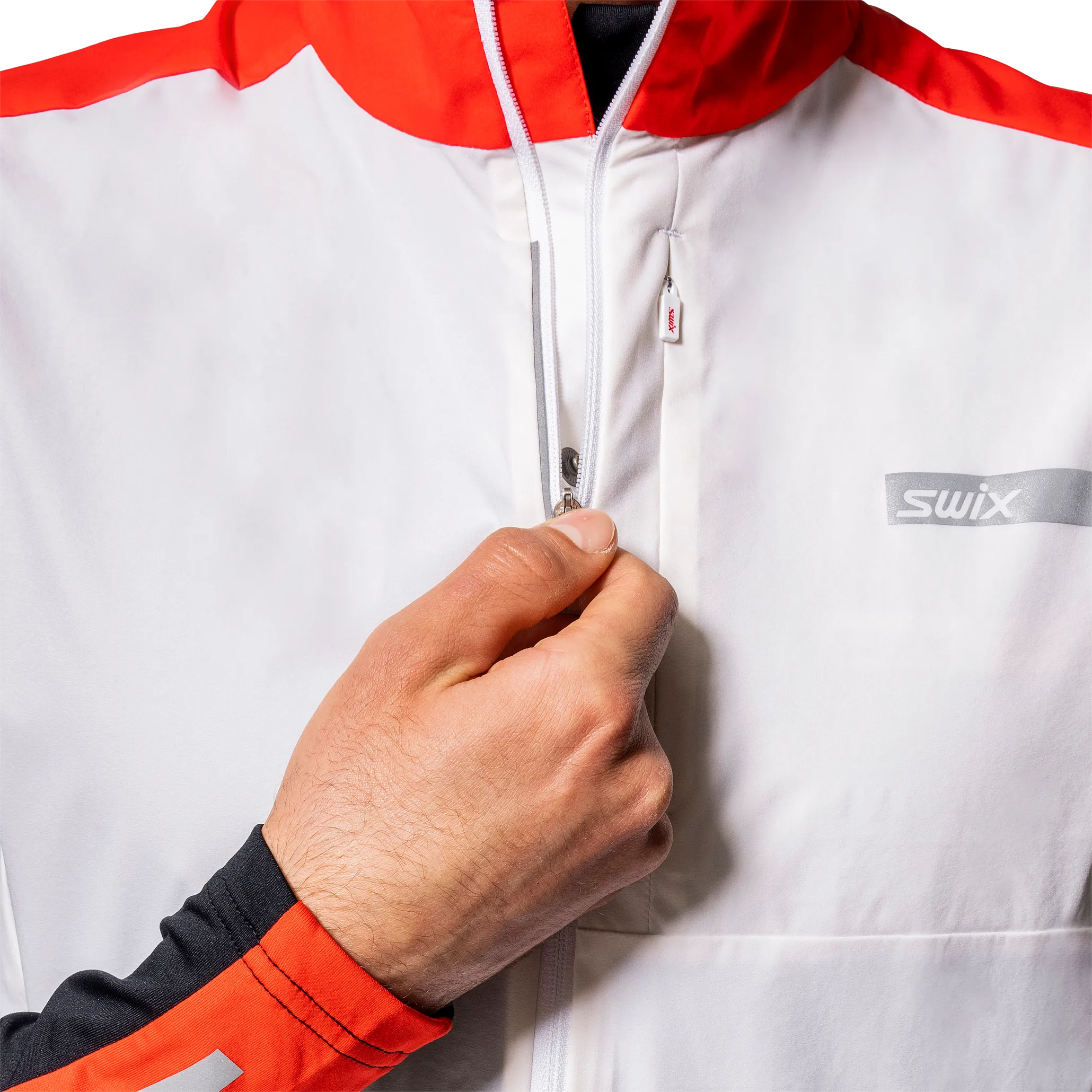 Swix Men's Roadline Wind Vest Bright White/Fiery Red