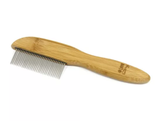 Peigne râteau à démeler pour animaux 31 dents en bambou - Beige - l 5.5 x L 21.5 cm