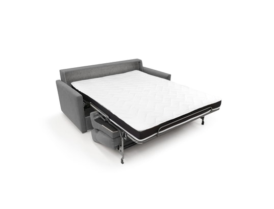 DIVANI.STORE - Canapé lit margot en tissu imperméable gris 3 places maxi