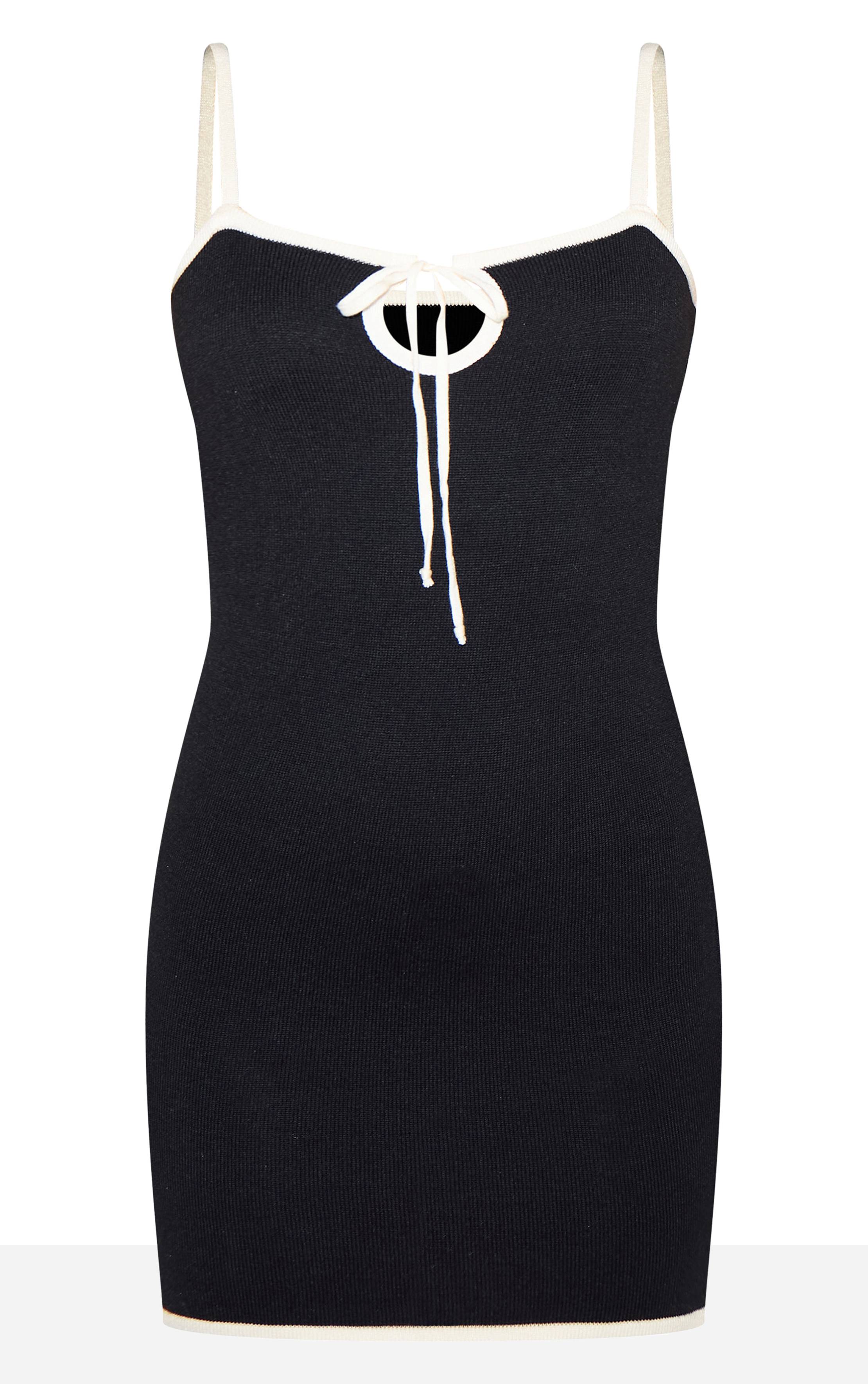 Monochrome Mini Robe À Nœud Contrasté