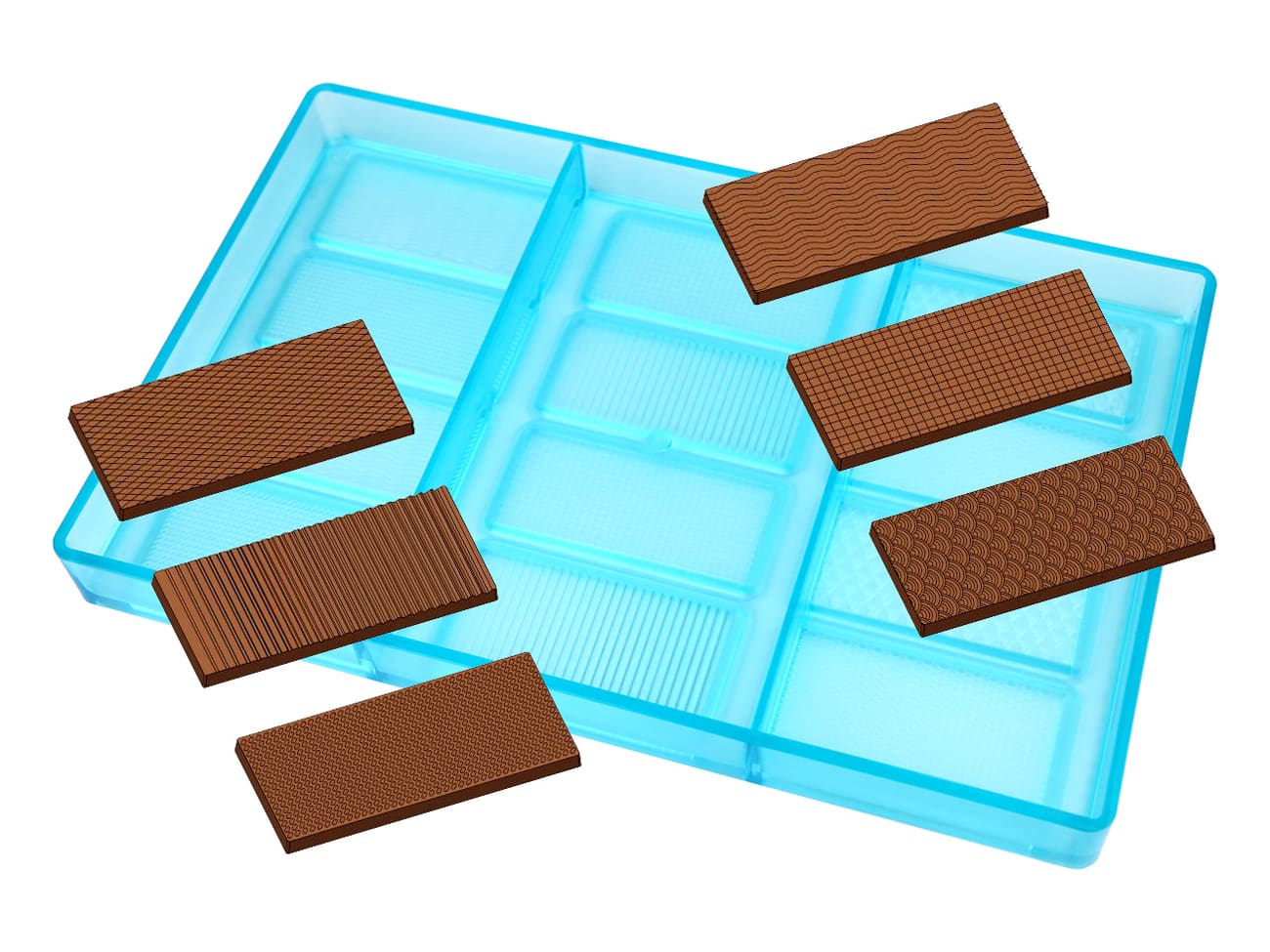 Moule chocolat - 12 rectangles décorés