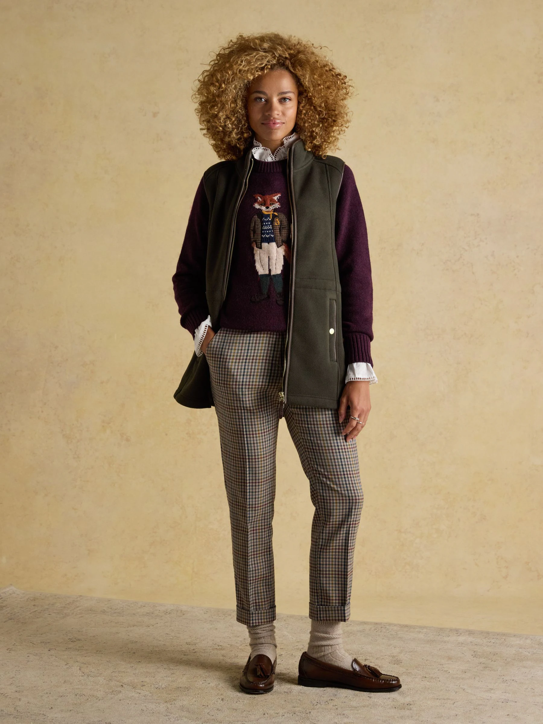 Burgundy Jonty Fox - Joules Intarsia Cotton-Rich Crew Neck Jumper