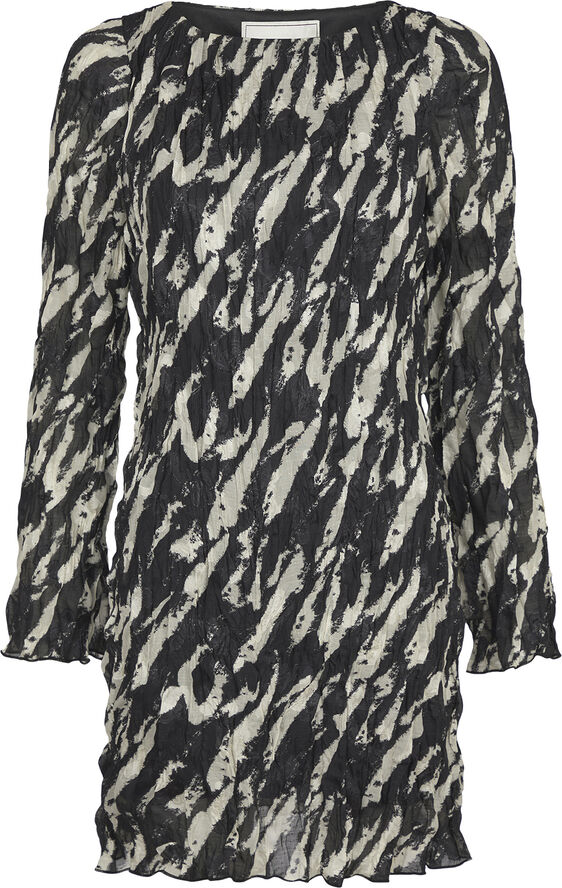 Neo Noir Luni Distressed Zebra Dress Black