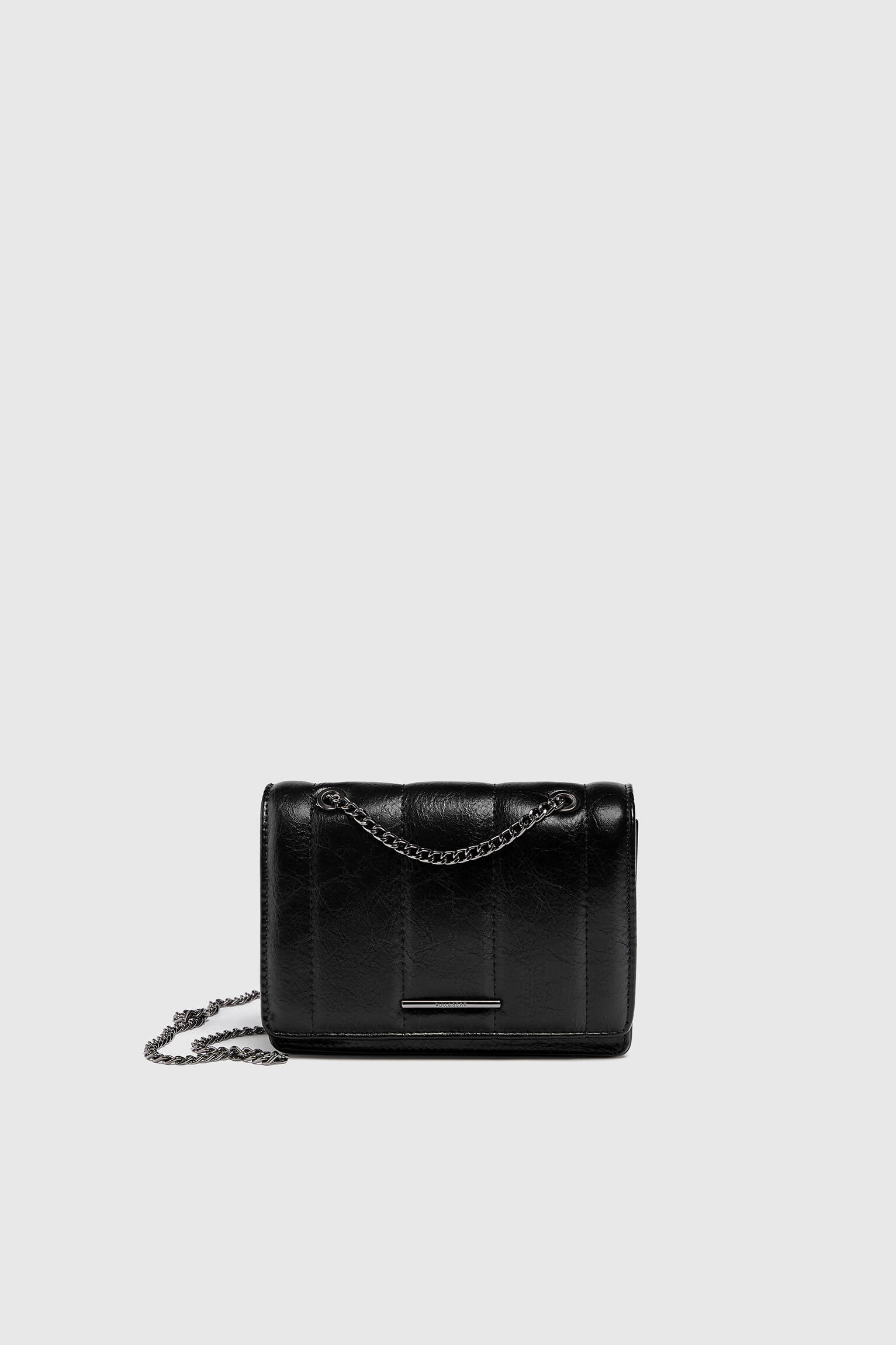 Bolsa de ombro com alça dupla - Preta