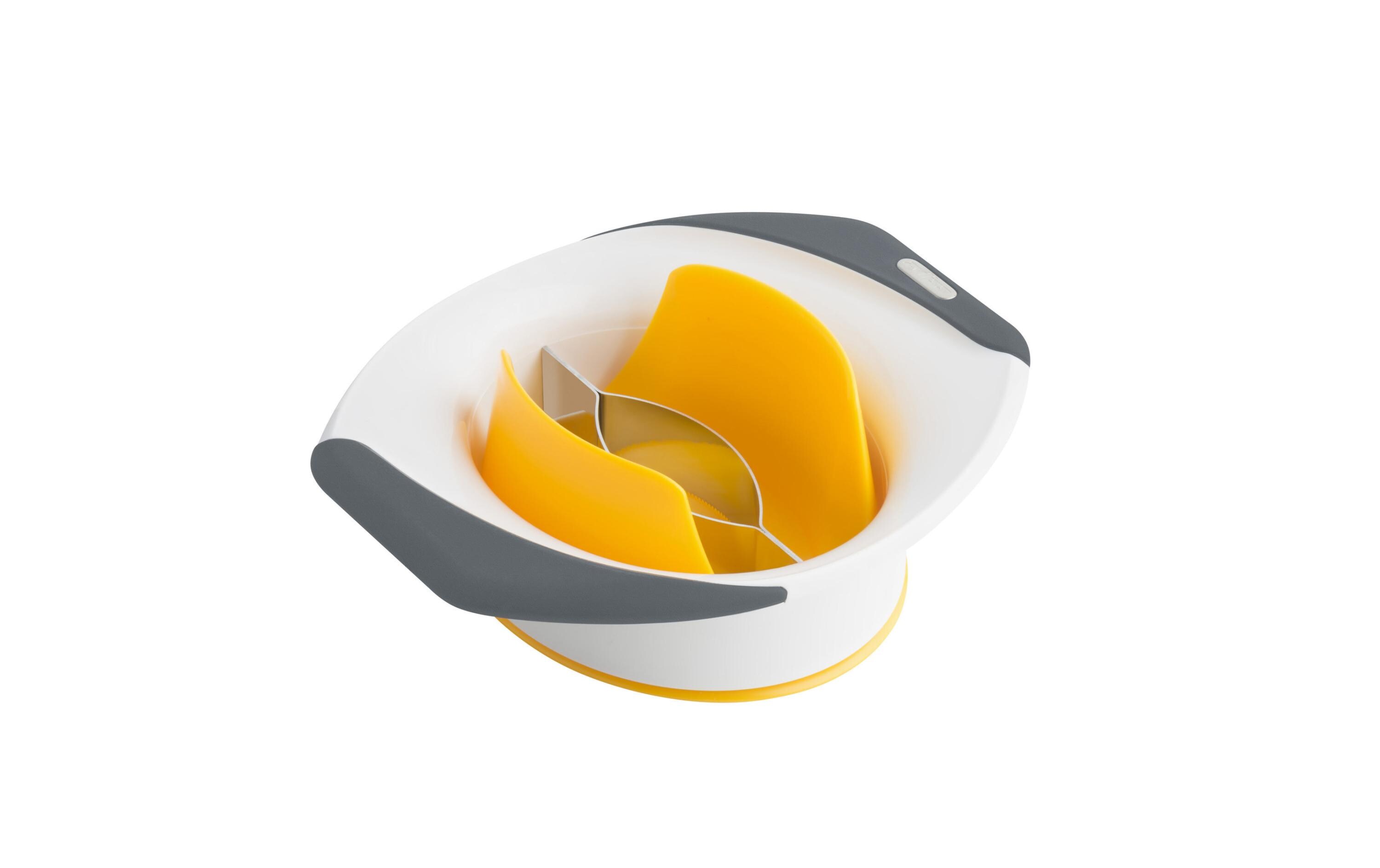 Mangoschneider Orange/WeissPraktischer Mangoschneider mit 3 Funktionen