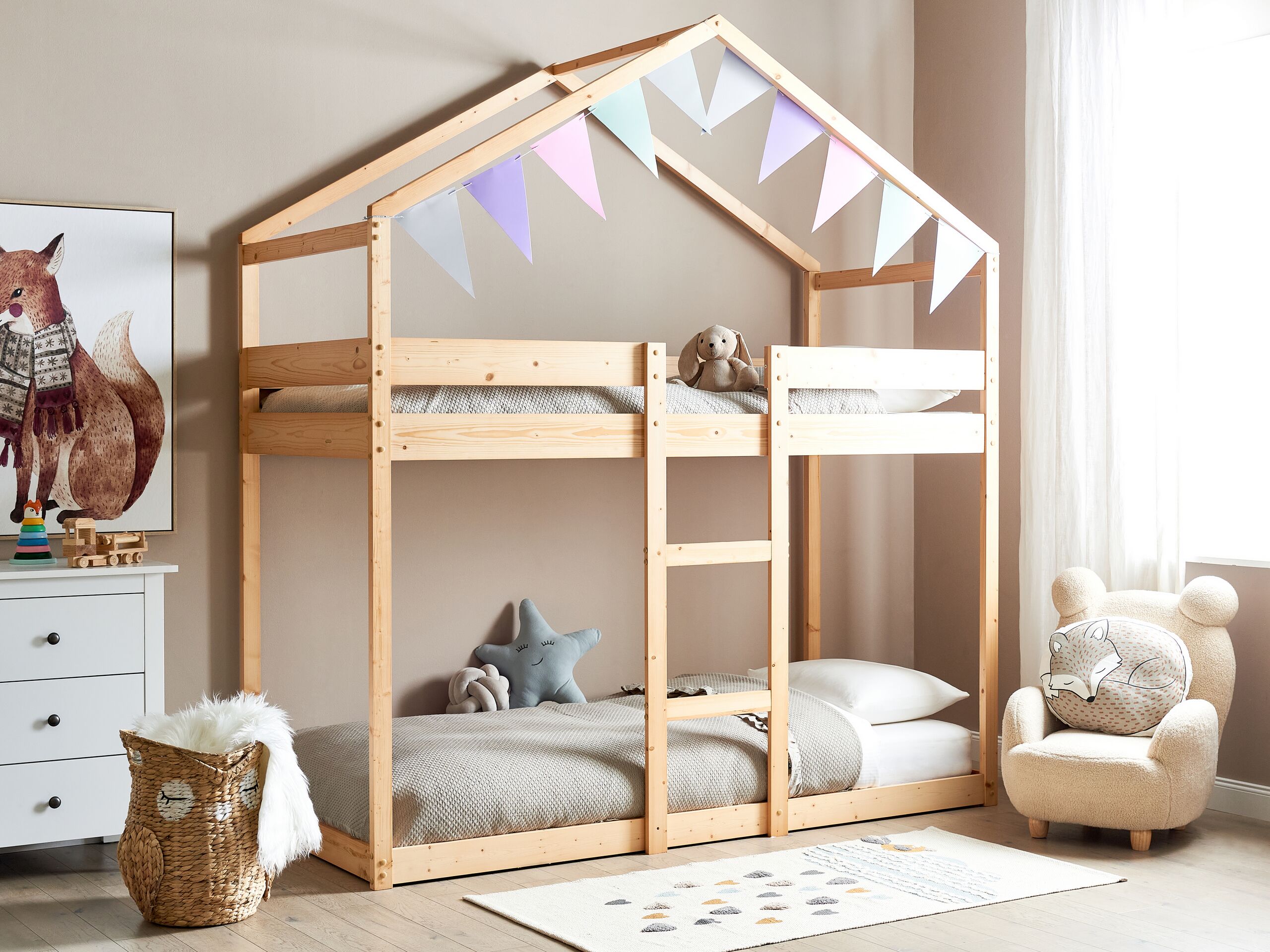 Beliani - LABATUT - Stapelbed - Lichtbruin - 90 x 200 cm - Dennenhout