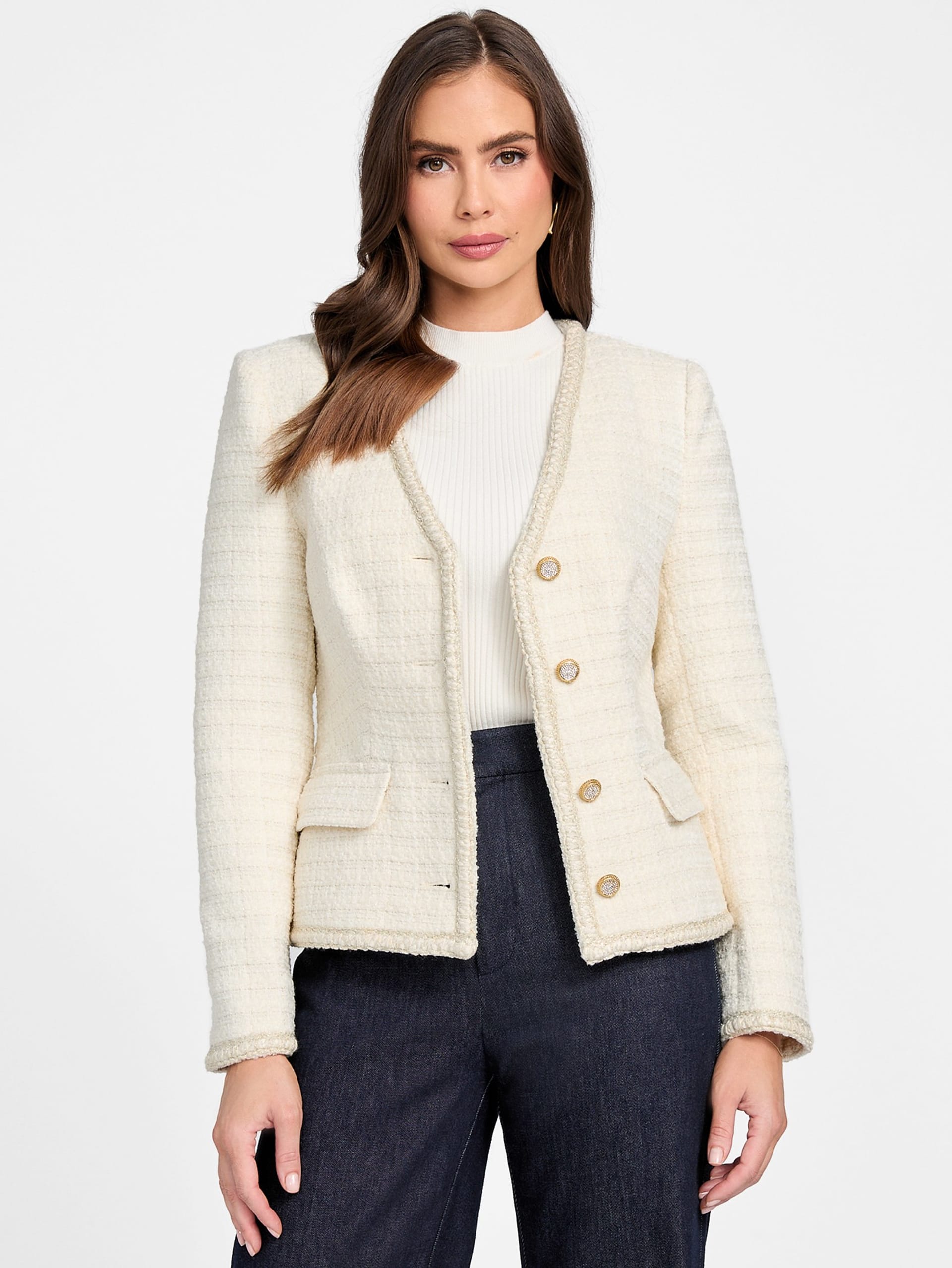 Blazer Eco Sue com cinto em bouclé