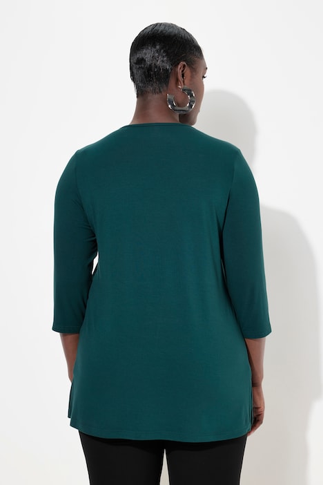 Shirt, tiefer Rundhalsausschnitt, 3/4 Arm