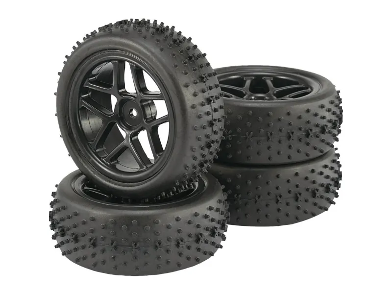 Reely 1:10 Buggy Komplette hjul Spike 5 dobbelte eger Sort 2 stk