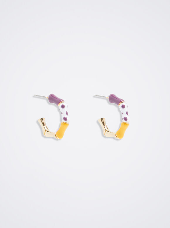 Brincos de argola com esmalte - Multicor