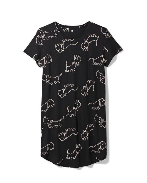 Chemise de nuit Takkie en tissu micro pour femmes noir