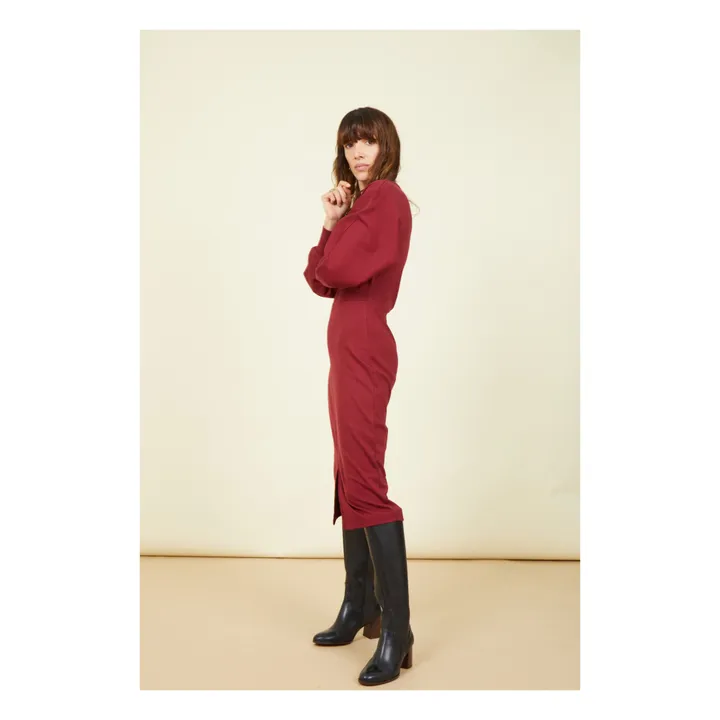 SMALLABLE BASICS Robe Longue Femme Manches Chauve-souris en Coton Organique | Bordeaux