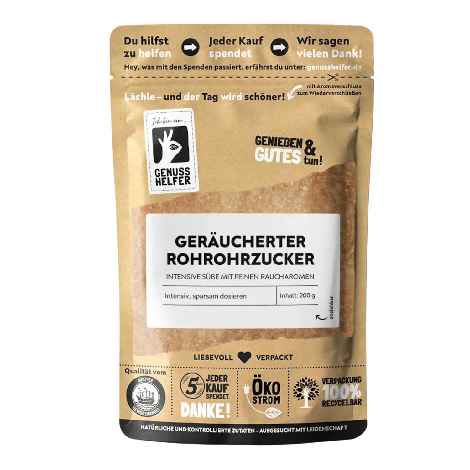 Rohrohrzucker,  geräuchert