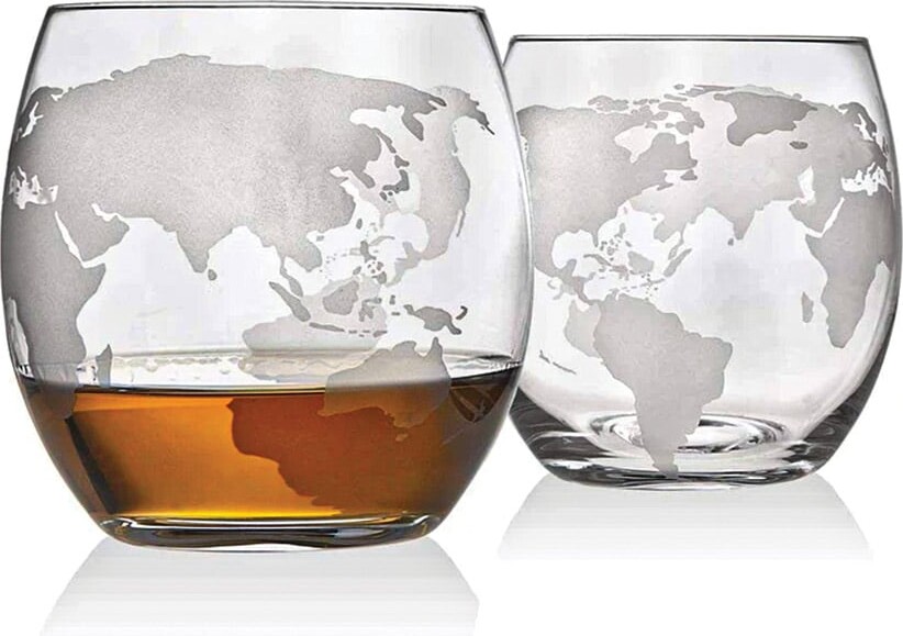 Karaffel Sæt Med Glas - Glas Og Træ