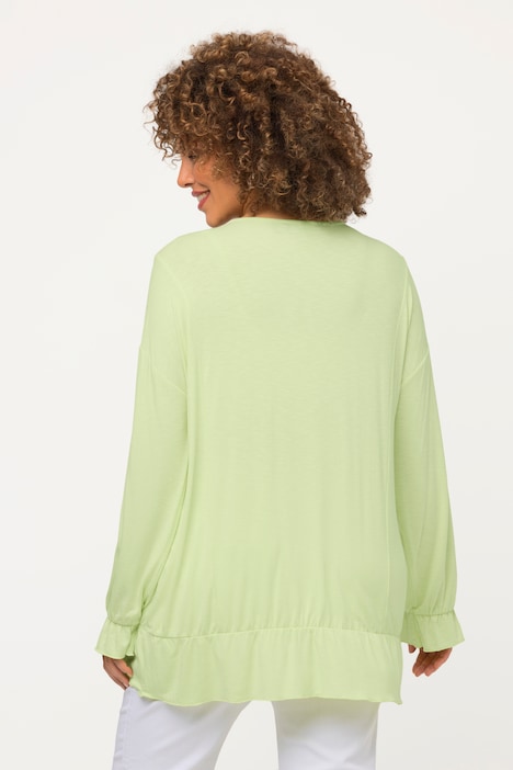 Shirt, Volants, Oversized, Rundhals, Langarm