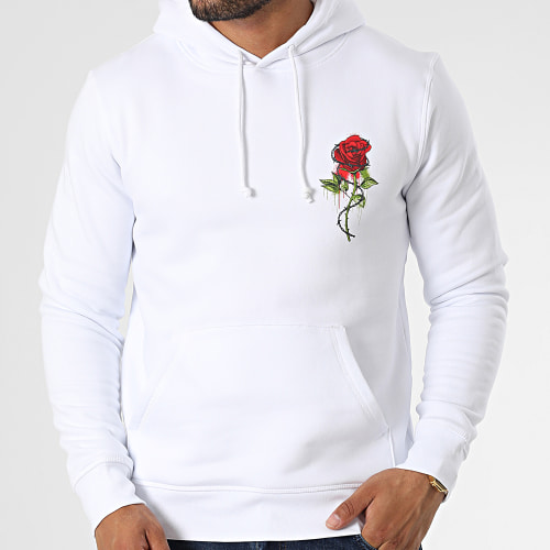 Sweat Capuche Roses Barbed Blanc