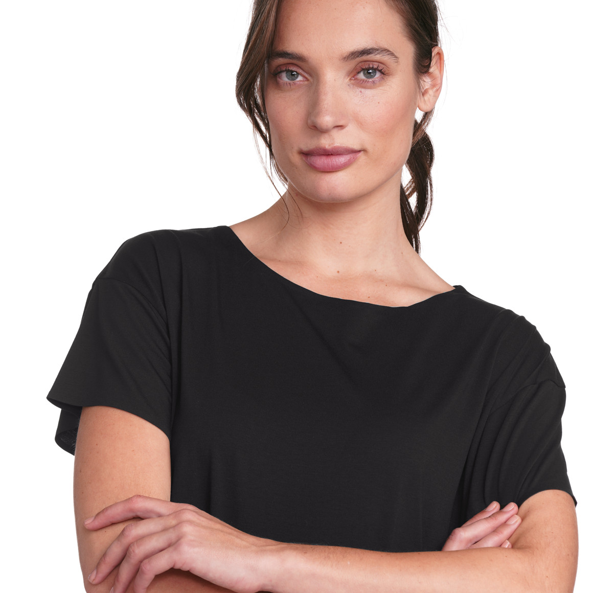 Gina Sports Damen Sport T-Shirt unifarben schwarz
