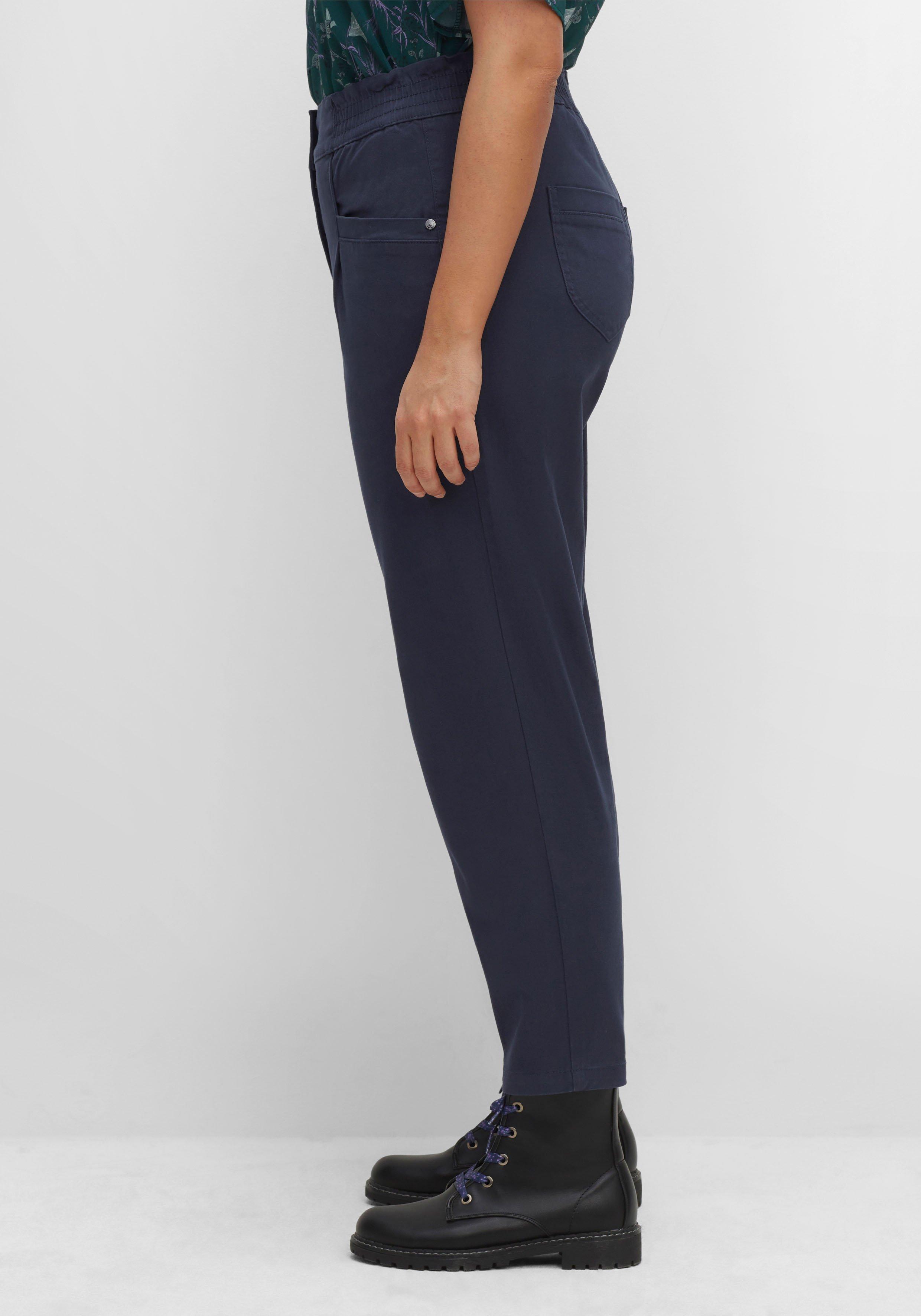Chinohose aus Twill, mit High-Waist-Bund