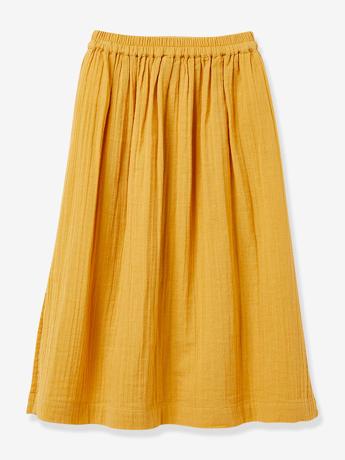 Saia longa de algodão com forro de chiffon para meninas