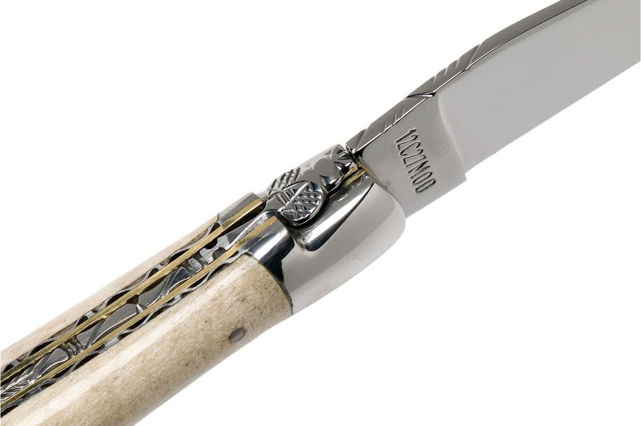 Laguiole en Aubrac 12cm Double Plates, wavy maple handgevijld, L0712EEN1/FSJ1