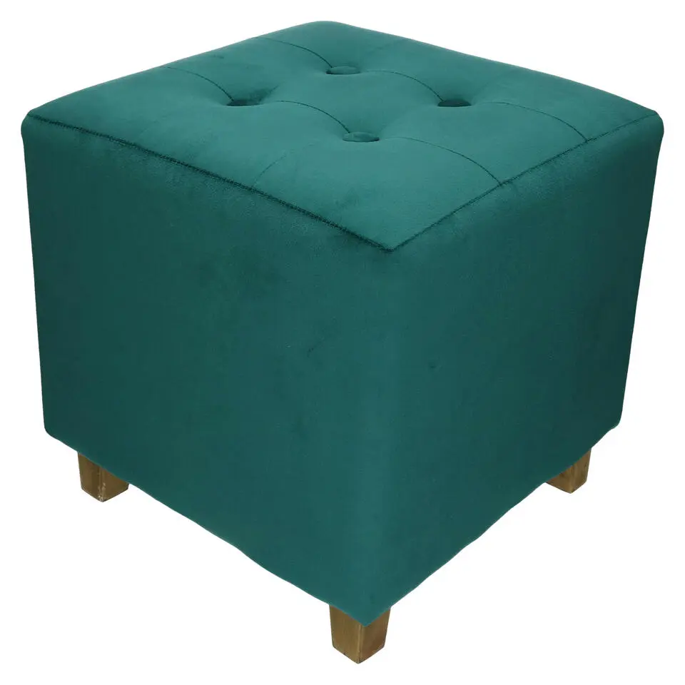 Atmosphera Zit krukje/bijzet stoel/poef - blauw - D35 x H35 cmA