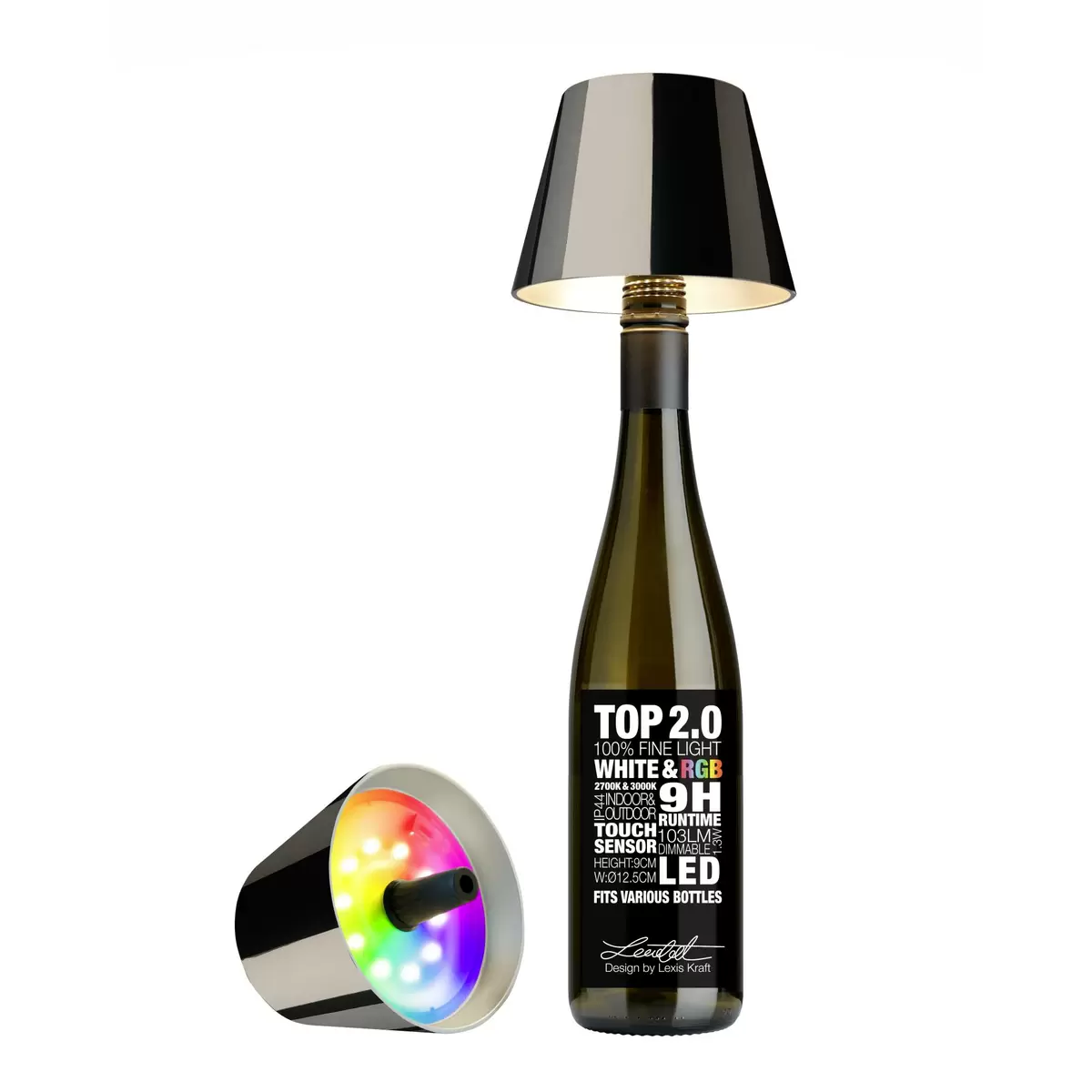 Tischleuchte Sompex Top 2.0 spacegrey RGB Braun
