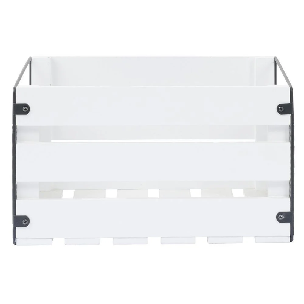 Caisse de rangement en bois et métal - L32,5 x l18 x H24 cm
