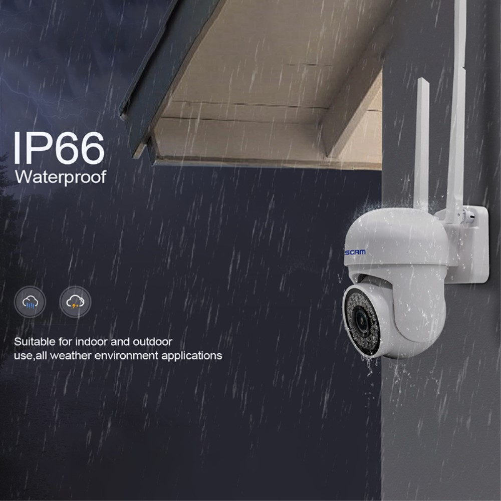 WiFi IP Kamera 3MP 1296p mit Nachtsichtfunktion / Micro SD und Wandhalterung für iOS/Android (IP66) - Weiss