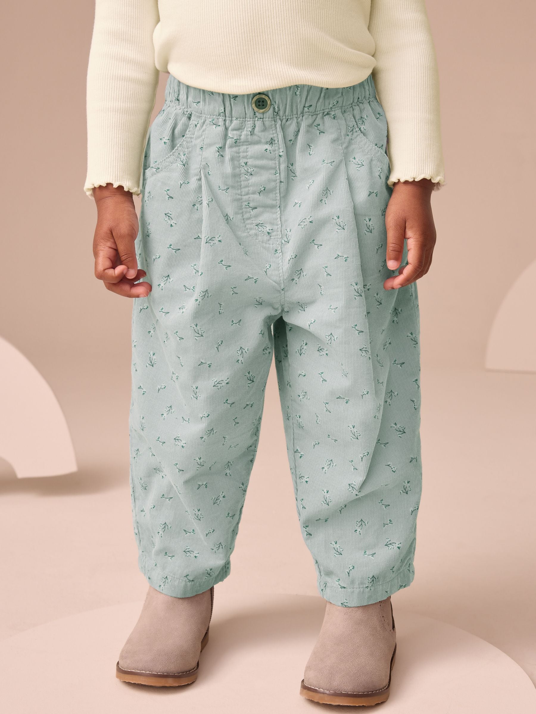 Blauw bloemenprint - Corduroy broek (3mnd-7jr)