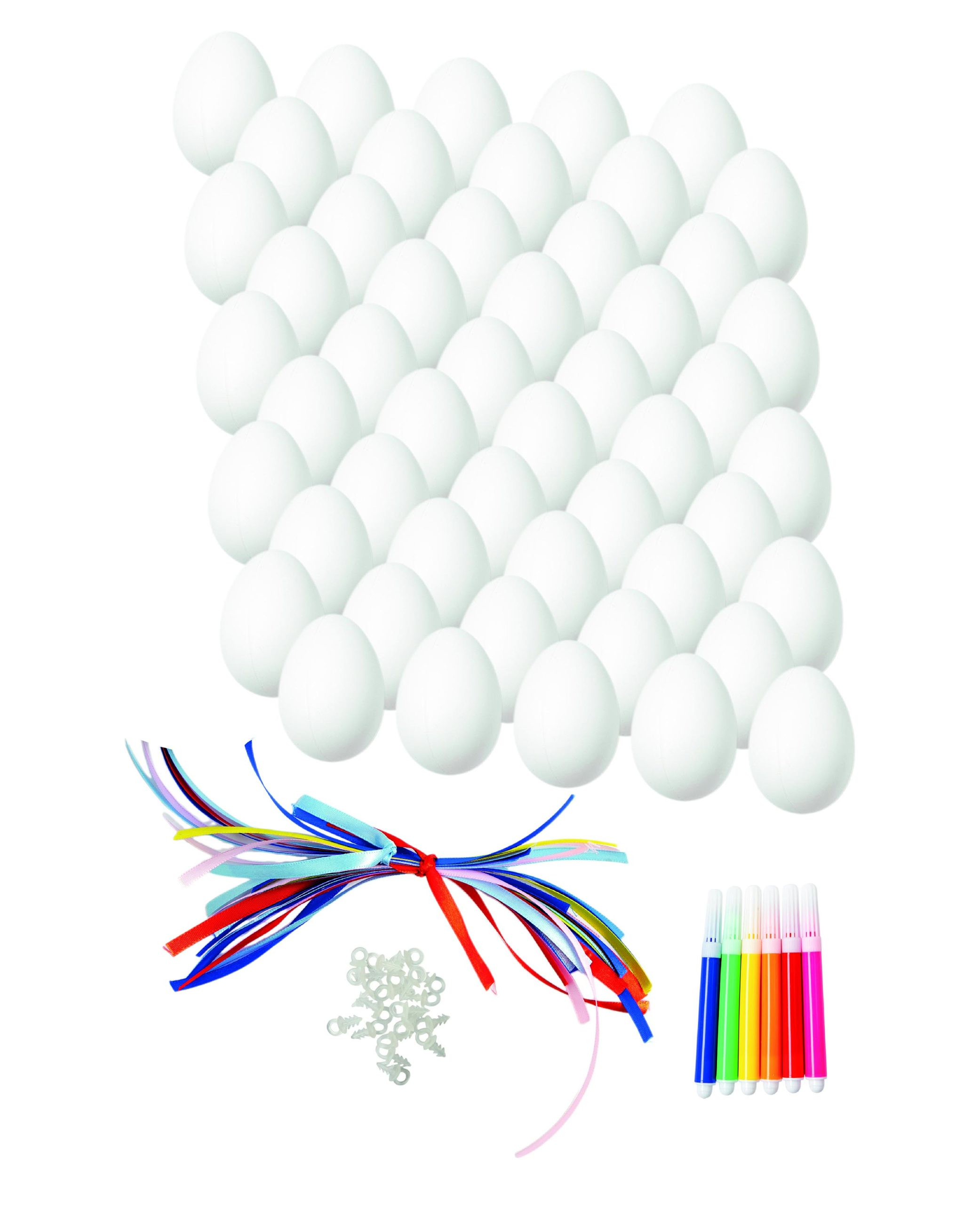 (156-tlg. Set) Bastel Ostereier do it yourself Deko für Ostern mit Aufhängeband   Stifte
