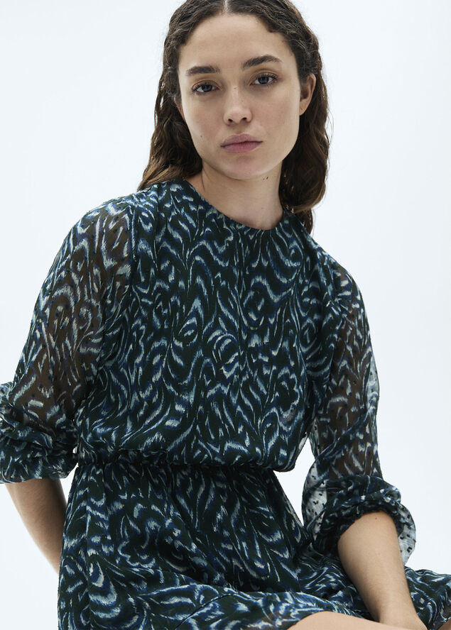 MANGO Printed short dress Green