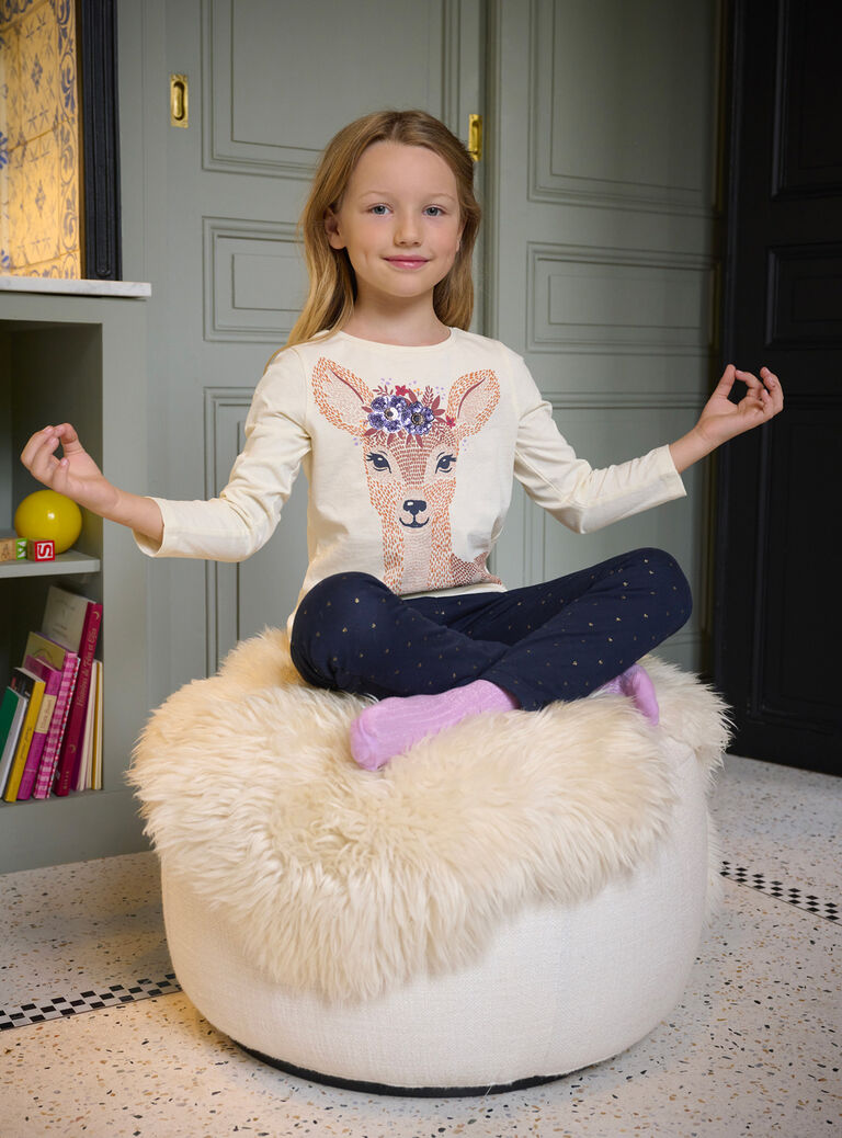 T-shirt écru à motif biche pour fille