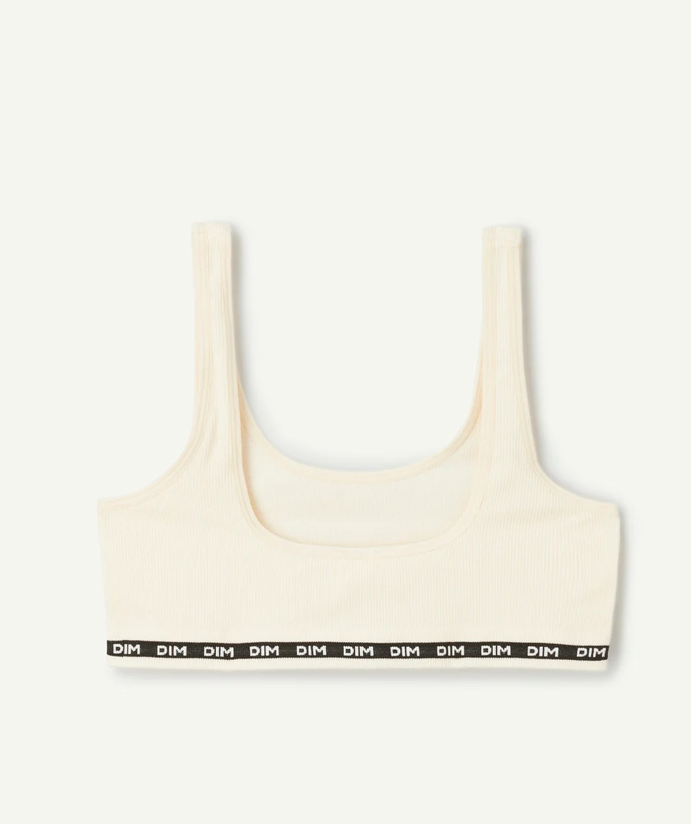 DIMbrassière côtelée fille beige avec élastique noir