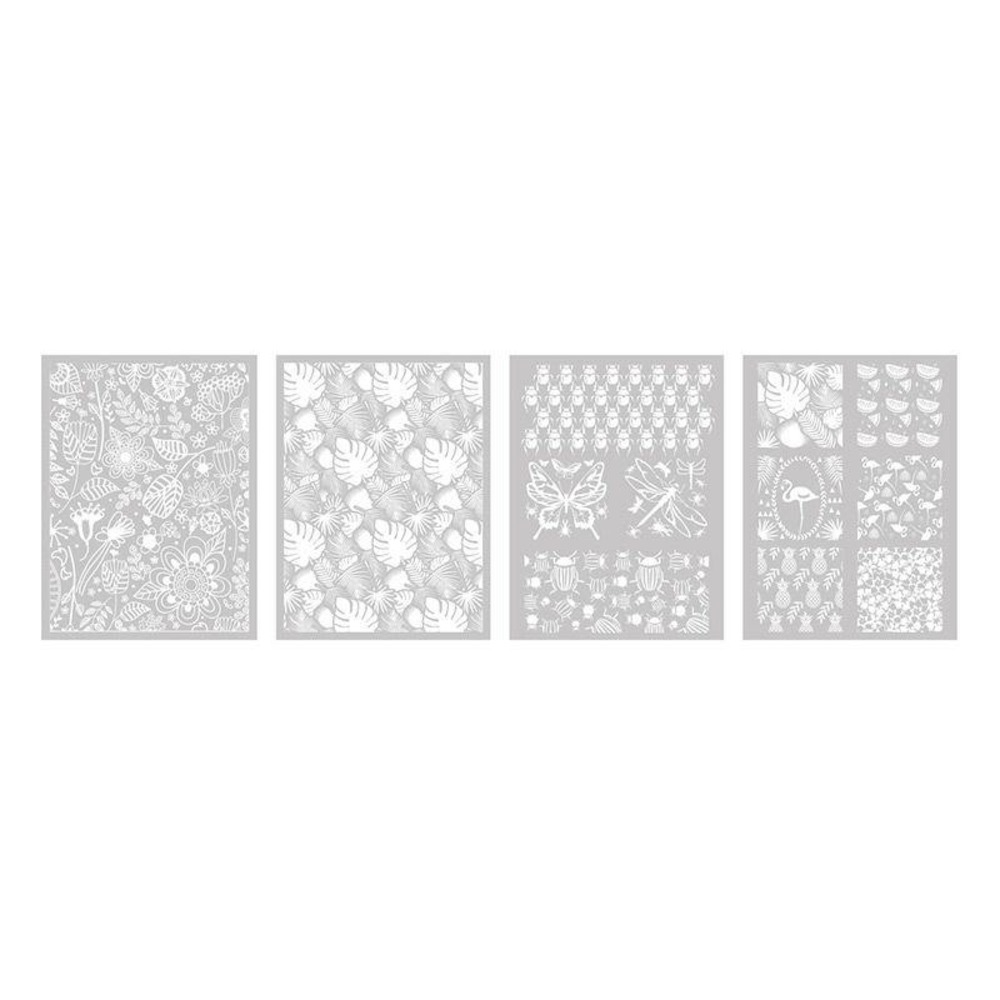 4 pochoirs pâte polymère 11,4 x 15,3 cm - végétal