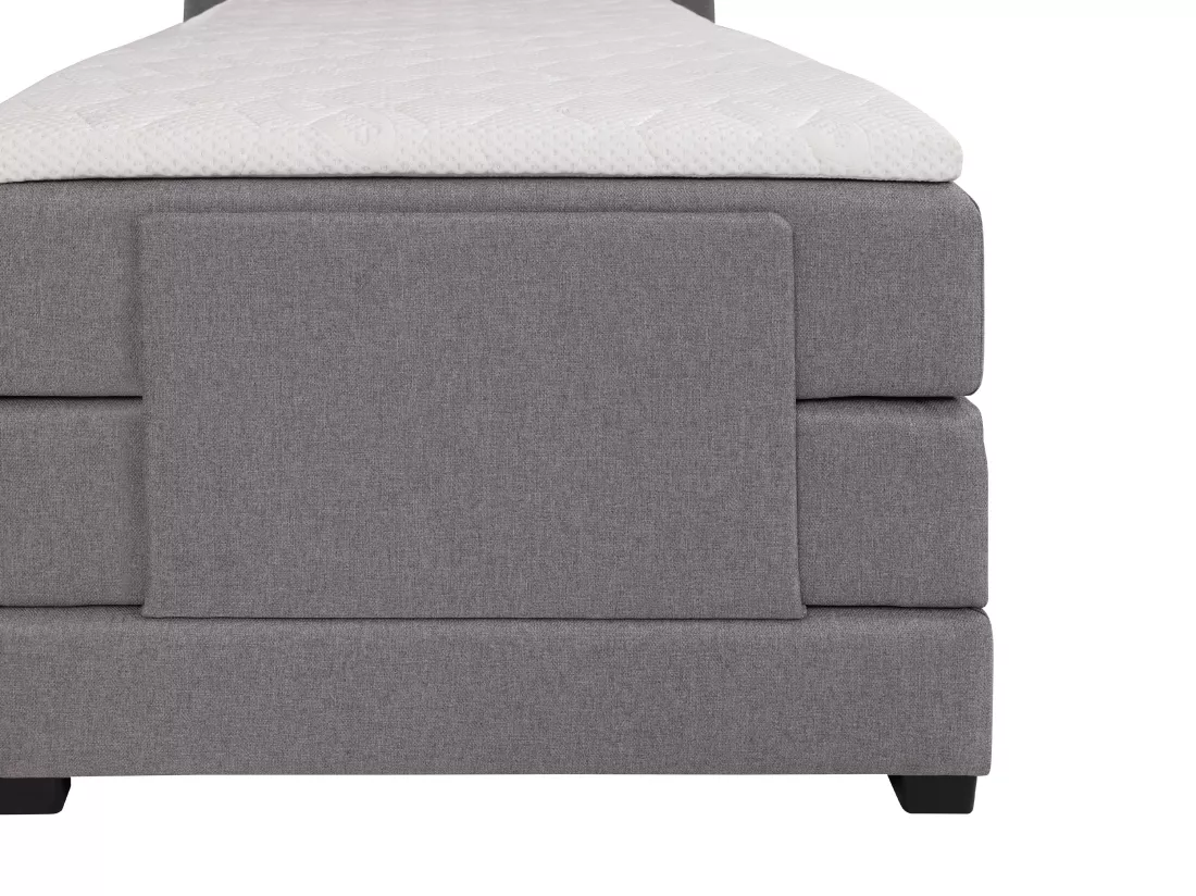 Ensemble complet boxspring tête de lit + sommiers relaxation électrique + matelas + surmatelas - 100 x 200 cm - Tissu - Gris clair - CASTEL II de PALACIO