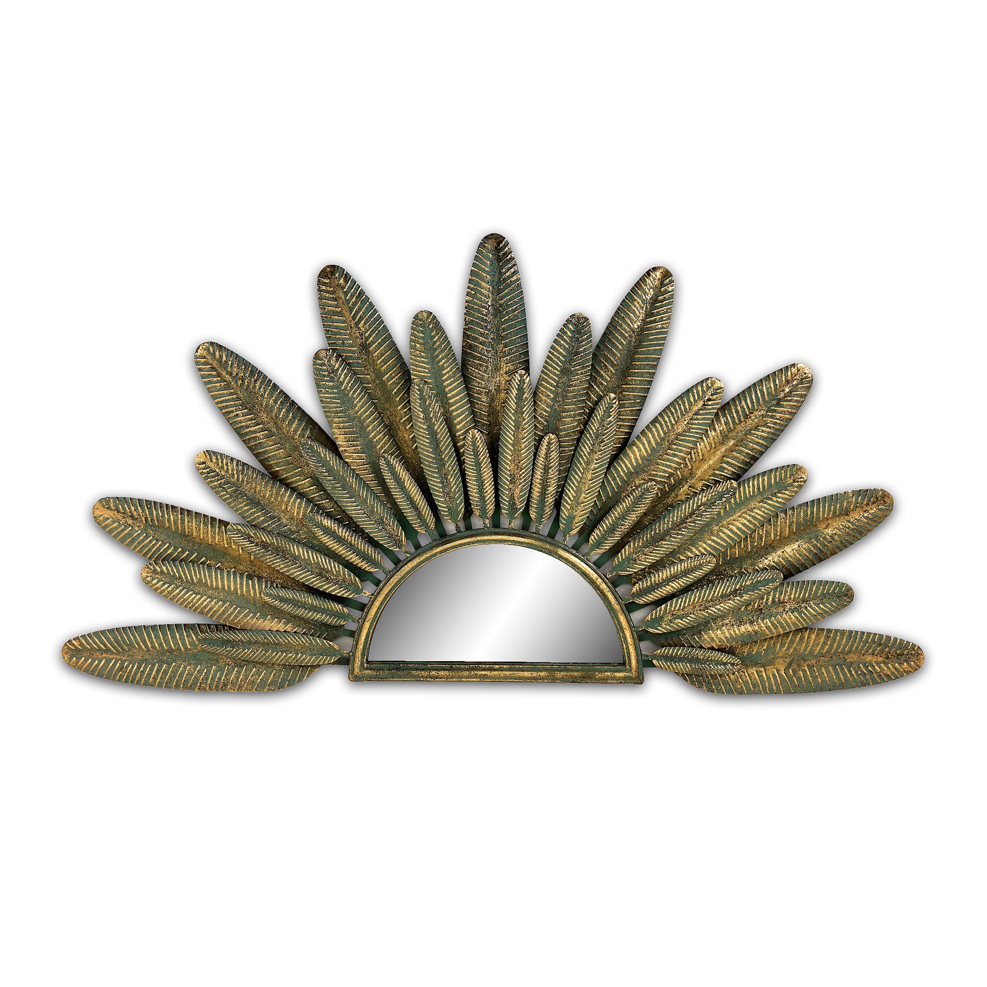 Wandspiegel 'Federn' halbrund, antik gold, B 119,5 cm, H 61,5 cm, L 4,5 cm von fischer's lagerhaus