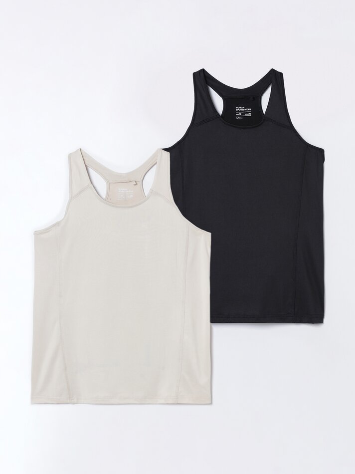 Conjunto com 2 regatas esportivas - Cor: Branco-sujo