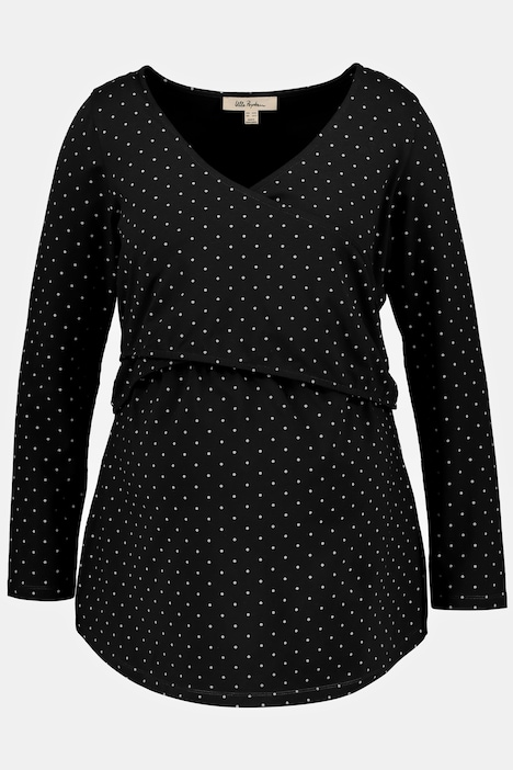 Bellieva-Wickelshirt, Punkte, V-Ausschnitt, Langarm, GOTS
