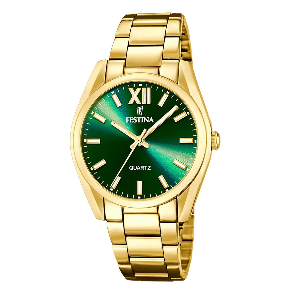 Montre femme Festina acier doré fond vertCollection Boyfriend