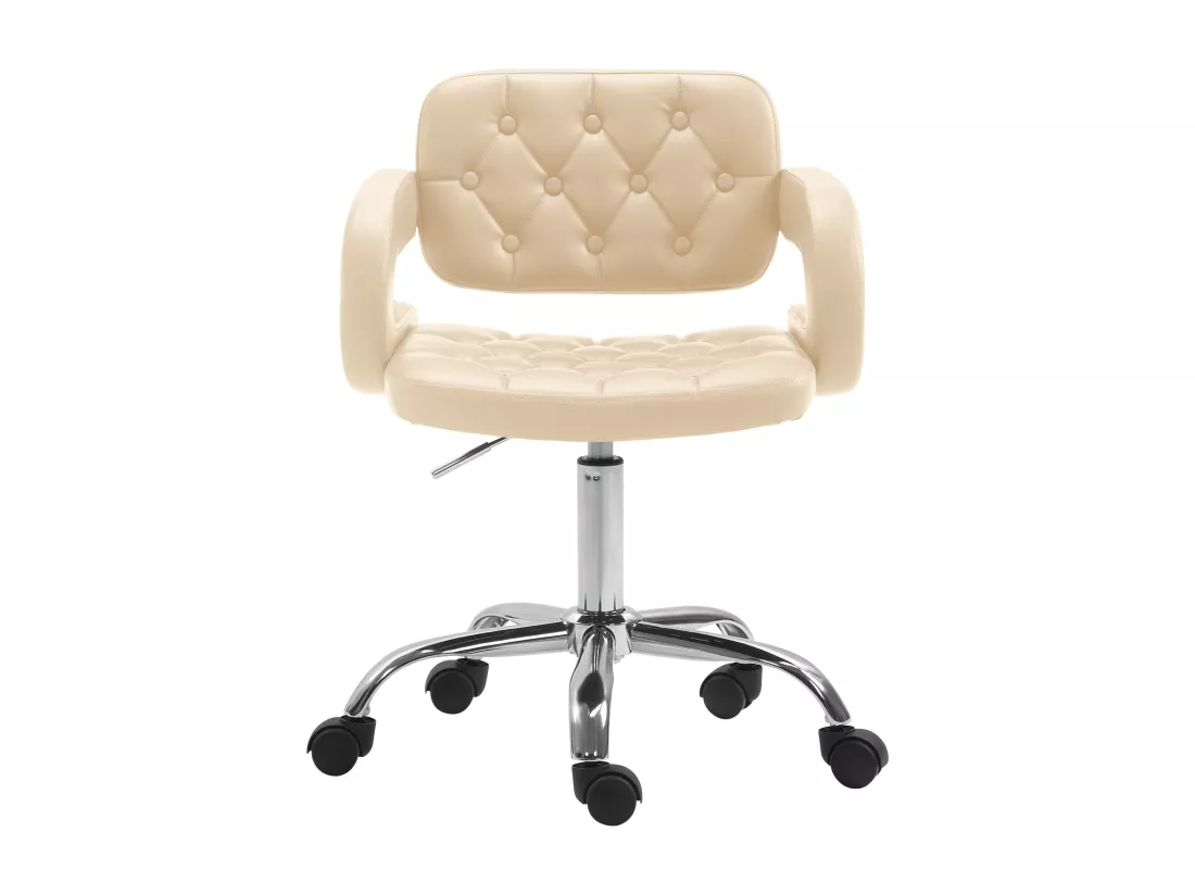 Chaise de bureau - Similicuir & Métal chromé - Crème - Dublin