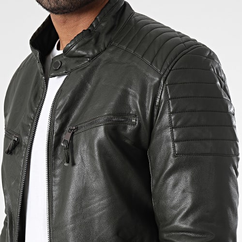 Veste Biker Vert Kaki Foncé