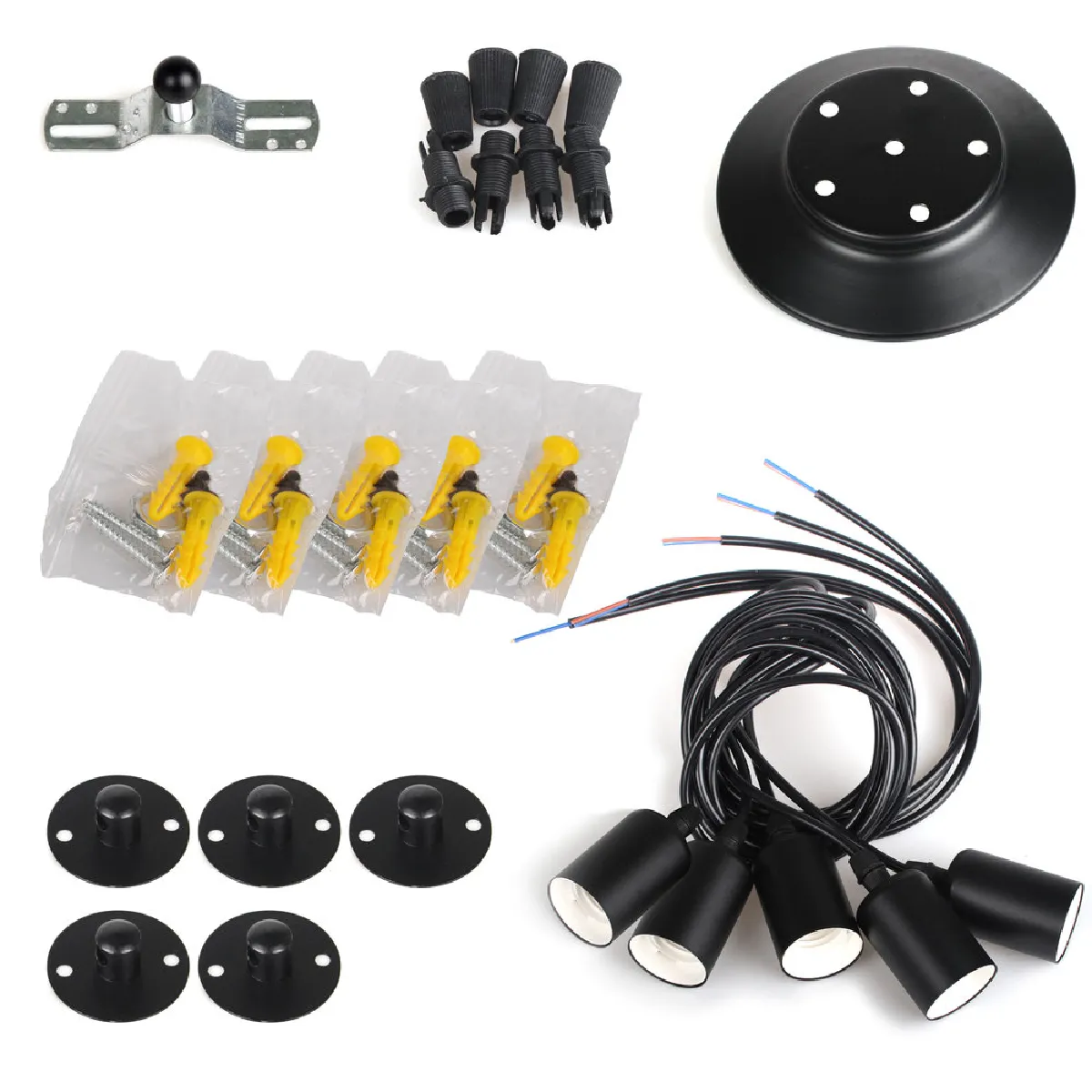 STOEX Lustre araignée 5 bras Noir