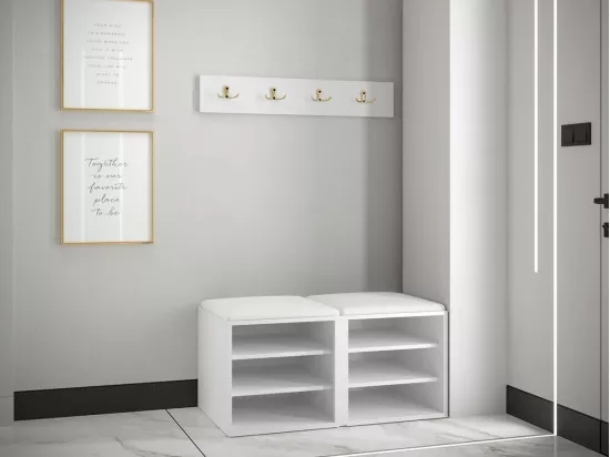 Meuble d'entrée Hartford 376, Brun clair|Blanc, MDF|Stratifié|Tapisserie