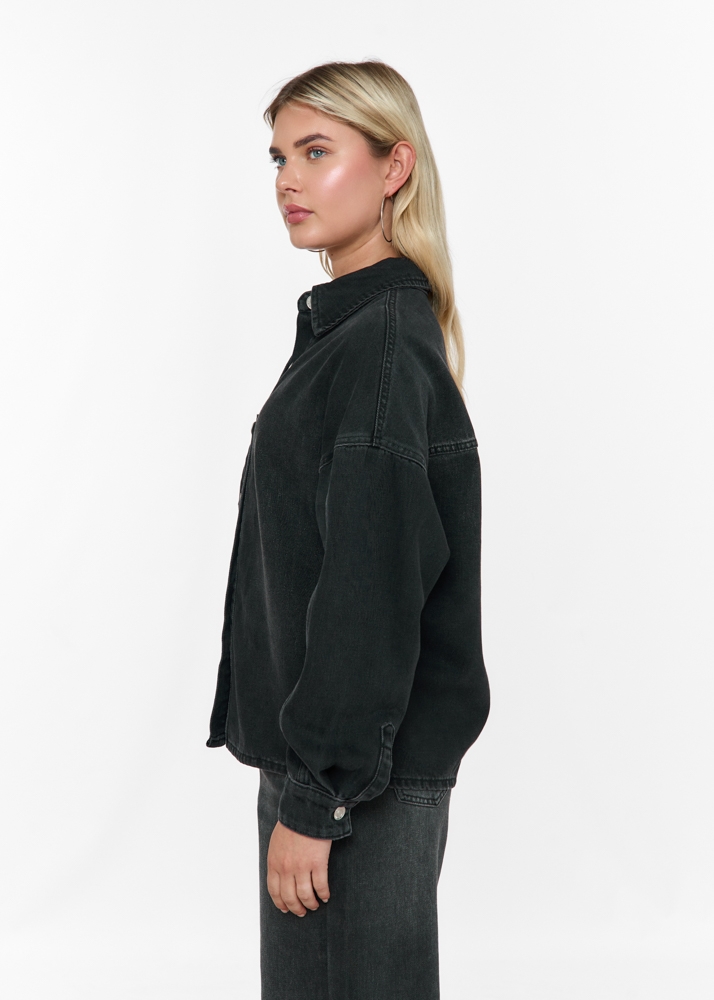 Boyfriend denim blouse zwart