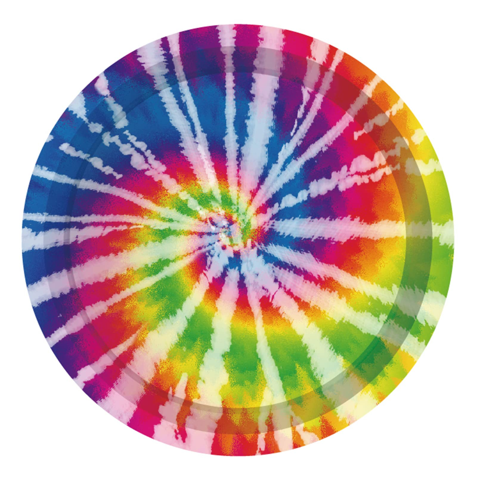(115-tlg. Set) Einweg Geschirr Tie Dye Party Tisch Dekoration inkl. Latex Luftballons / Tischtuch / Fahnen Girlande - Batik