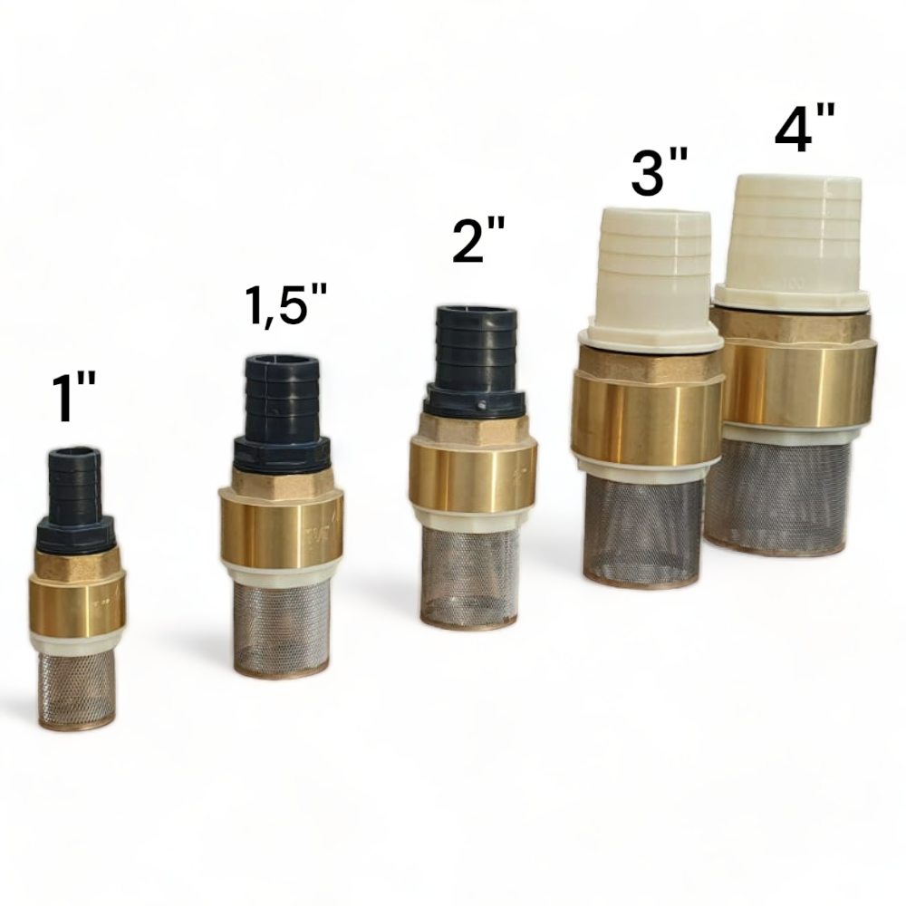 Clapet anti retour en laiton avec crépine et manchette, pour pompe - 1,5 pouces (40 mm)