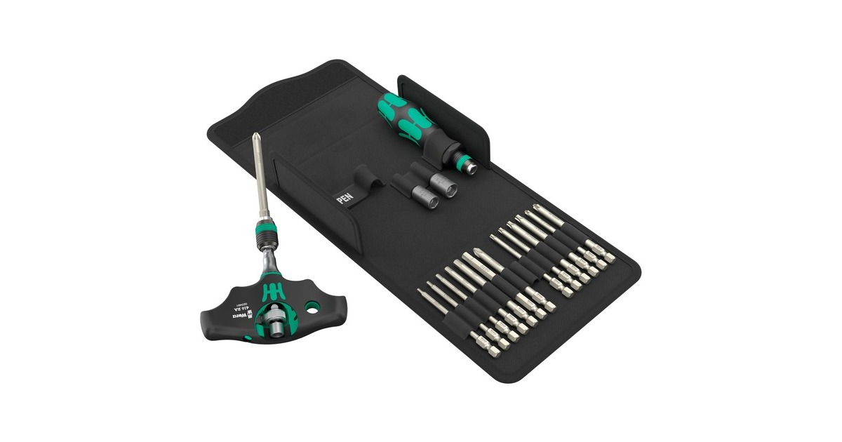 WeraKraftform Kompakt 400 RA SHK Set 1 bitset  (Zwart/groen, 19‑delig)